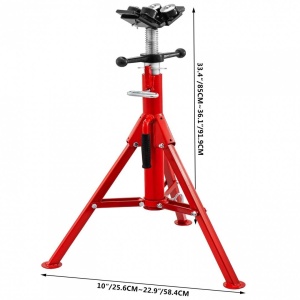 Suport pentru tevi cu cap in V cu 4 role, Portabil, Inaltime reglabila 71-131 cm, capacitate 680 kg - Img 3