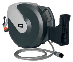 Texas furtun cu tambur, 25m, retractabil, mobil, 1/2", dispozitiv stropit inclus, max 8bar, accesorii fixare - Img 3