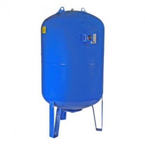 Vas de expansiune vertical Wassertechnik WTH300VMBLUE, apa rece, volum 300 l, presiune max.10 bari, cu suport, manometru