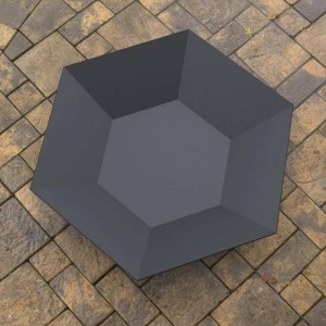 Vatra pentru terasa/gradina, Hexagon Fire Pit KRO-1072, Otel, Negru, diametru 870 mm, grosime 3 mm - Img 5