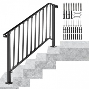 Balustrada fier forjat, 4-5 trepte Vivatechnix Negru Mat, Inaltime 99.8 cm, lungime 144.7 cm, pozitii reglabile - Img 4