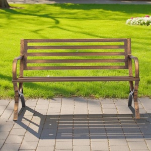 Banca cu cadru metalic otel, Bronz antic, Lungime 127 cm, max 227 kg, 2-3 persoane - Img 3