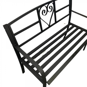 Banca metalica pentru gradina Vivatechnix VMD-1049, Negru, 121x55x98cm - Img 3