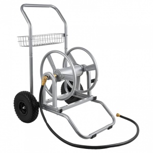 Carucior cu tambur si cos pentru furtun, otel, 675 x 610 x 900 mm, max 90 m pentru diametru 1/2 inch, 2 roti - Img 2