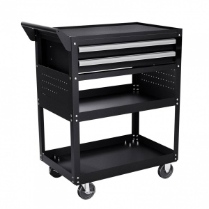 Carucior pentru scule cu 3 tavi si 2 sertare, Vivatechnix max 182 kg, 4 x roti, 785 x 450 x 945 mm, carlige laterale - Img 3