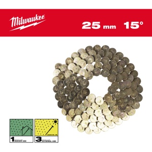 Cuie cu cap rotund 15°, RH 3.05x25mm/SS/G, 2160buc, 4932499317 Milwaukee