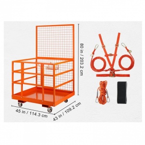 Cusca de siguranta pentru stivuitor Vivatechnix max 635 kg, 4 roti, Otel, 114.3 x 109.2 x 203.2 cm - Img 4