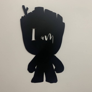 Decoratiune perete Krodesign Baby Groot, metal, negru, Inaltime 52 cm - Img 4