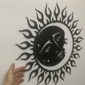 Decoratiune perete Krodesign Sun Moon, diametru 60 cm, negru - Img 3