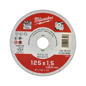 Disc abraziv pentru debitat metal, 125x1.5x22.22, MILWAUKEE®