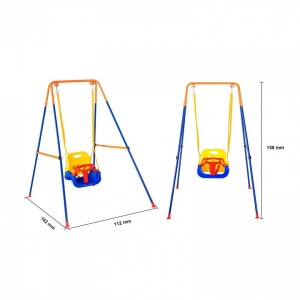 Leagan pentru copii, cadru otel A, max 90 kg, scaun PVC, 4 saci pentru stabilitate, pliabil, 158 x 112 x 162 cm - Img 4