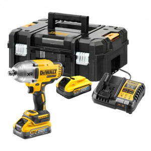 Masina de insurubat cu impact Dewalt DCF900H2T, patrat 1/2", max 1356 Nm, cu 2 acumulatori 18V XR Powerstack de 5.0Ah si incarcator in valiza TSTAK