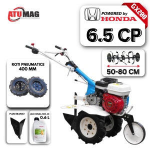 Motosapa AGT 5580, motor Honda GX200, 6.5 CP, roti 4.00-8, latime de lucru 80 cm, transmisie cu lant, 3 viteze