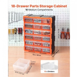 Organizator accesorii cu 18 sertare, Plastic, 38x16x47 cm - Img 4
