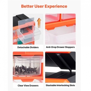 Organizator accesorii cu 40 sertare, Plastic, 49.5x16x25.5 cm - Img 4