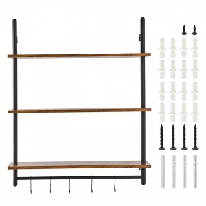 Raft metalic cu 3 x polite incluse din lemn, Vivatechnix Industrial, 800 x 245 x 965 mm - Img 4