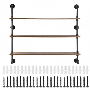 Raft metalic cu 3 x polite incluse din lemn, Vivatechnix Industrial, 1230 x 255 x 1075 mm - Img 4