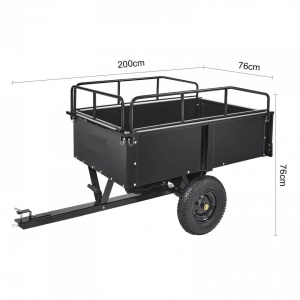 Remorca basculabila Vivatechnix, Capacitate 340 Kg, 200 x 66 x 76 cm, Otel, compatibila cu tractorase de gazon, ATV-uri - Img 6