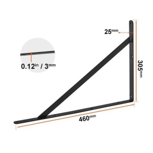 Set 12 suporturi pentru rafturi, Vivatechnix 460 x 305 x 25 mm, Otel, Negru, max 72.6 kg, Grosime 3 mm - Img 3
