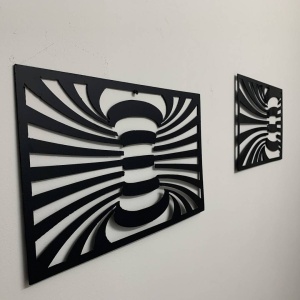 Set 2 decoratiuni perete Krodesign Spiral, negru, 25 x 45 x 1.5 cm - Img 7