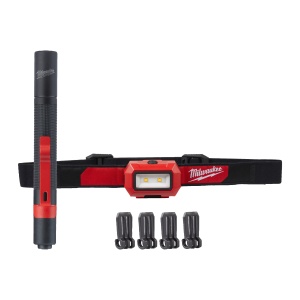 Set 2 lanterne tip stilou si slim frontala cu baterii HL2IPL-LED, Milwaukee, cod 4933492103