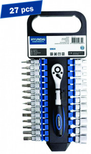 Set 27 chei clichet tubulare plus biti 1/4 HYUNDAI HY-59634