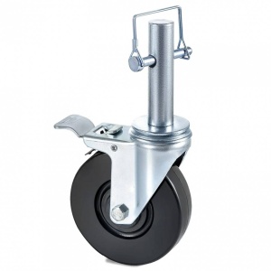 Set 4 roti pivotante, pentru schele, Capacitate 113 kg/roata, Cauciuc/Otel - Img 4