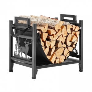 Suport de lemne pentru seminee, Vivatechnix 450 × 315 × 415 mm, Otel, Negru