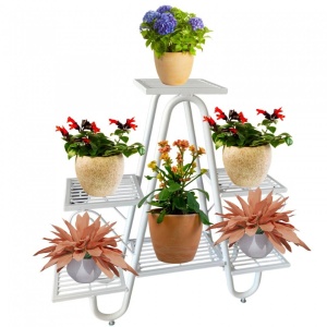 Suport pentru flori Vivatechnix VMD-1065, Alb, 81x22x77 cm, 5 polite - Img 2