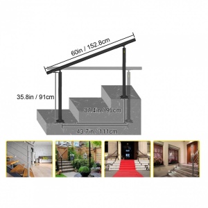 Balustrada aluminiu, max 5 trepte Vivatechnix Negru Mat, Inaltime 91 cm, lungime 152.8 cm, pozitii reglabile - Img 6