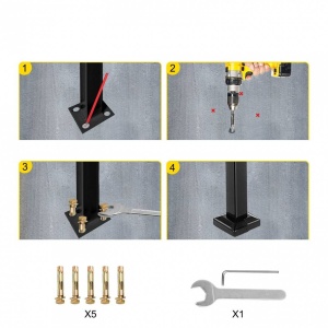 Balustrada fier forjat, 2-3 trepte Vivatechnix Negru Mat, Inaltime 159.6 cm, lungime 76.5 cm, pozitii reglabile - Img 6