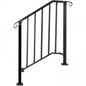 Balustrada fier forjat pentru 2 sau 3 trepte, Vivatechnix Negru Mat, lungime 71 cm, Inaltime 97 cm, Otel - Img 5