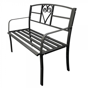 Banca metalica pentru gradina Vivatechnix VMD-1049, Negru, 121x55x98cm - Img 4