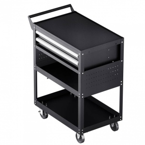 Carucior pentru scule cu 3 tavi si 2 sertare, Vivatechnix max 182 kg, 4 x roti, 785 x 450 x 945 mm, carlige laterale - Img 4