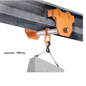 Carucior portpalan pentru grinda, Capacitate 5 tone, latime lucru 114-203 mm - Img 4