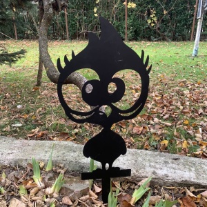 Decoratiune gradina / ghiveci Krodesign Chick KRO-1131, metal, inaltime 60 cm - Img 4
