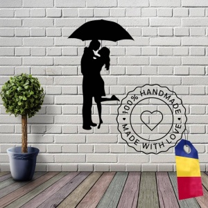 Decoratiune metalica de perete Krodesign KRO-1053, Couple Love, lungime 60 cm, negru, grosime 1.5 mm - Img 3