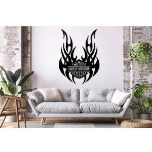 Decoratiune metalica de perete Krodesign KRO-1059, Harley Davidson II, diametru 60 cm, grosime 1.5 mm - Img 3