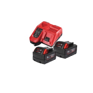 Kit energie Milwaukee M18NRGCR-502, 2 x acumulator M18 B5-CR (rezistență la chimicale), 1 x încărcător rapid M12-18 FC, cod 4932479831