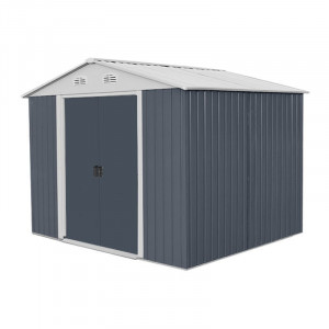 Magazie pentru lemne si unelte Hecht 6x8 plus cadru si baza metalica dimensiuni 192 x 258 x 208 cm
