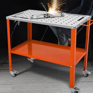 Masa pentru sudura mobila, 91.4 x 45.7 cm, Capacitate 550 kg, 4 x roti blocabile, Otel carbon - Img 4