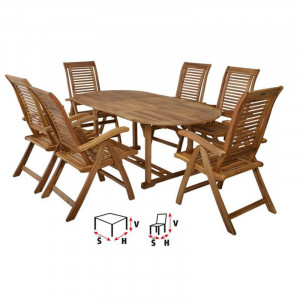 Mobilier pentru gradina Hecht camberet set contine 1 masa si 6 scaune din lemn de salcam