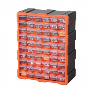 Organizator accesorii cu 60 sertare, Plastic, 38x16x47 cm