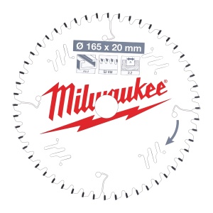 Panza de circular, Ø165mm X Ø20mm, Z52, Aluminiu, 4932471296 Milwaukee