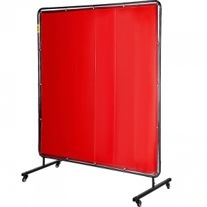 Paravan sudura impotriva scanteilor Vevor 183x183 cm, cadru otel, 4 roti, rosie - Img 3