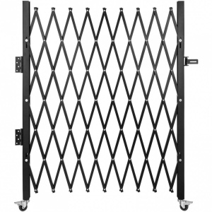 Poarta pliabila acordeon, Otel, Negru, 2 x roti, Latime extinsa 190 cm, Inaltime 124 cm - Img 8