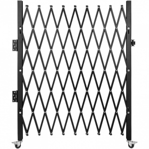 Poarta pliabila acordeon, Vivatechnix Otel, Negru, 2 x roti, Latime extinsa 2159 mm, Inaltime 2159 mm - Img 2