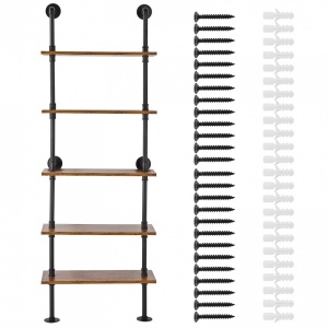 Raft metalic cu 5 x polite incluse din lemn, Vivatechnix Industrial, 610 x 255 x 1780 mm - Img 4