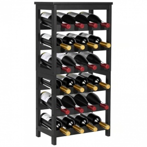 Raft modular detasabil pentru 24 sticle de vin, Stivuibil, Lemn Bambus, 6 Niveluri, 410 x 240 x 823 mm, Negru - Img 2