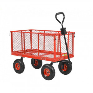 Remorca carucior pentru Tractorasele de gradina Hecht 52184 capacitate incarcare 300 kg cu maner - Img 4